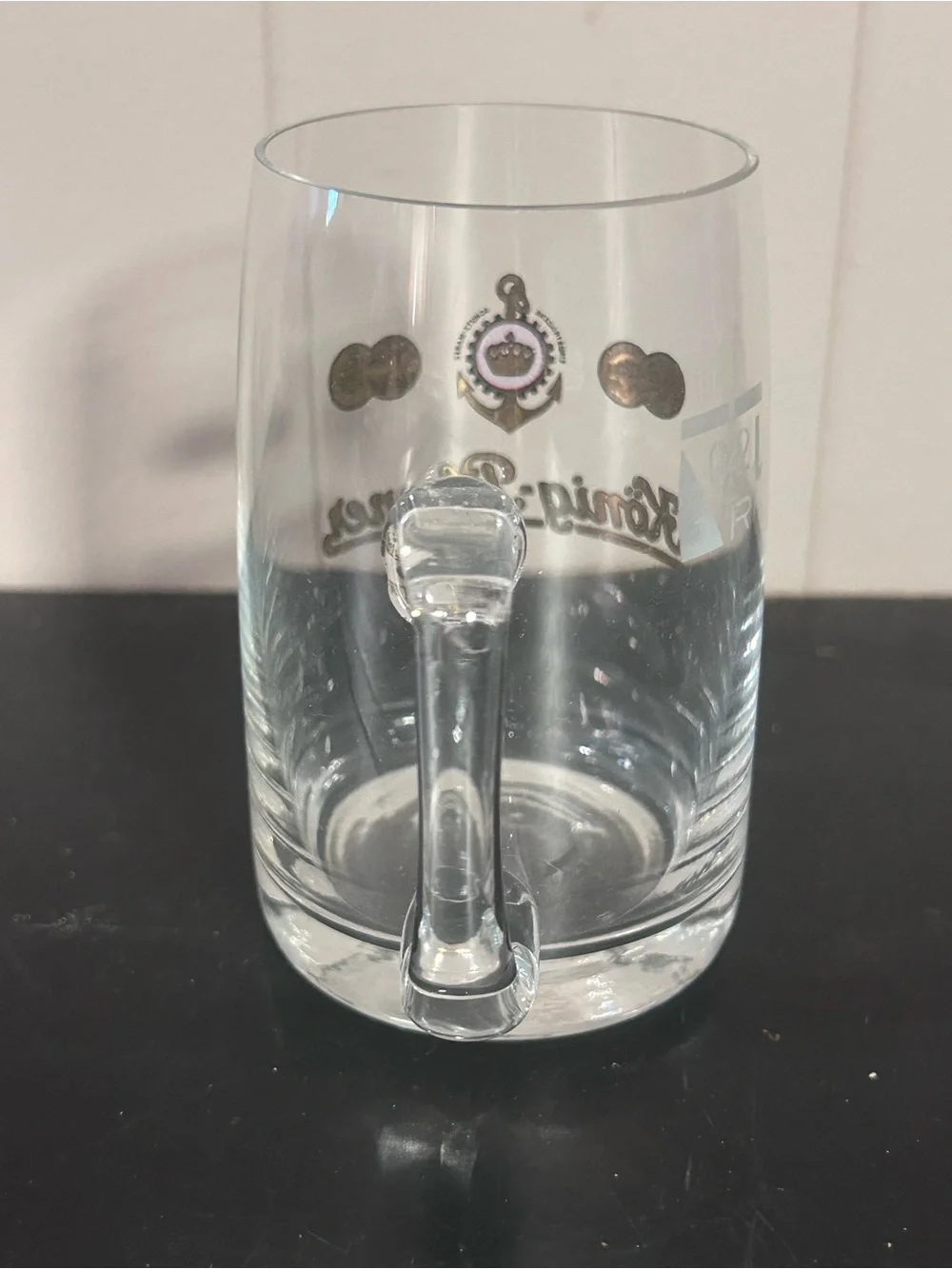 König-Pilsener Etched Beer Glass - Clear with Gold & Red Crest